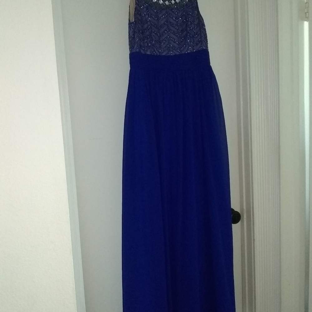 J.S. Collections Floor Length Midnight Blue Dress